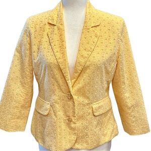 Sag Harbor Feminine Yellow Eyelet Women's Blazer | 6p